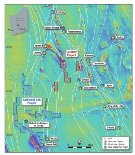 Aeromagnetic image of Cathedral and Leinster, note the proximity to Rocky’s Reward and Perseverance.
